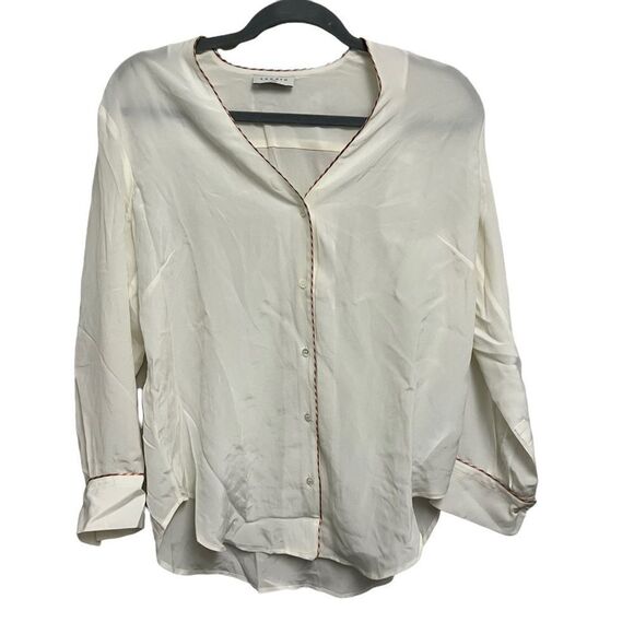 Sandro Paris Silk Ivory Button Down Size 1 - Picture 1 of 10
